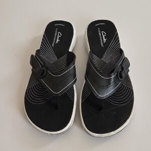 Clarks Breeze Reyna Women's Flip-Flops, Black, Size 8